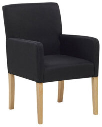 Beliani Armchair-Style Dining Chair, Black Fabric Upholstery, Rubberwood Legs, With Arms, W58 X D60 X H89Cm - thumbnail 3
