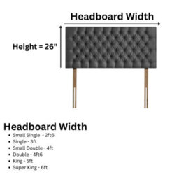 "Urban Textures Luxury 26"" High Velvet Fabric Upholstered Chesterfield Bed Headboard - Black" - thumbnail 2