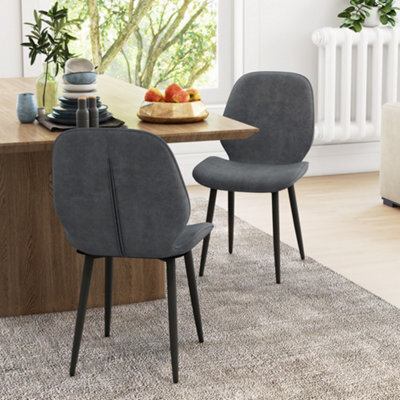 Homcom Dining Chairs Set Of 2 Upholstered Kitchen Chairs W/ Metal Legs Grey - image 1
