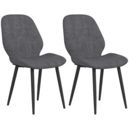 Homcom Dining Chairs Set Of 2 Upholstered Kitchen Chairs W/ Metal Legs Grey - thumbnail 2