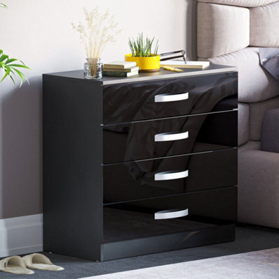Lassic Vida Designs Hulio Black High Gloss 4 Drawer Chest (H)720mm (W)750mm (D)360mm - image 1