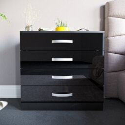 Lassic Vida Designs Hulio Black High Gloss 4 Drawer Chest (H)720mm (W)750mm (D)360mm - thumbnail 3