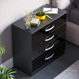 Lassic Vida Designs Hulio Black High Gloss 4 Drawer Chest (H)720mm (W)750mm (D)360mm - thumbnail 4