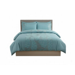 Velvet Leaf Design Duvet Cover Elegant Soft Touch Luxury Bedding Blue - thumbnail 2