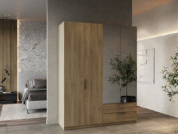 FurniComp LTD Furnicomp Chicago 4 Door 2 Drawer 160Cm Oak Effect Space Saving Mirrored Wardrobe - thumbnail 7