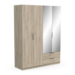 FurniComp LTD Furnicomp Chicago 4 Door 2 Drawer 160Cm Oak Effect Space Saving Mirrored Wardrobe - thumbnail 6