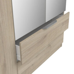 FurniComp LTD Furnicomp Chicago 4 Door 2 Drawer 160Cm Oak Effect Space Saving Mirrored Wardrobe - thumbnail 4