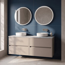 Balterley Chartley Contemporary Wall Hung 4 Drawer Vanity Unit With Bellato Grey Laminate Worktop, 1200mm, Taupe - thumbnail 4