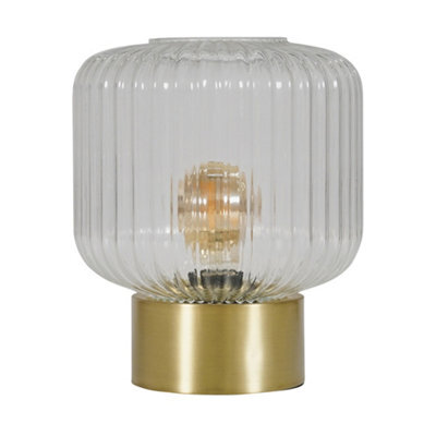 Valuelights Patterson Satin Gold Base Bedside Table Lamp With Clear Glass Textured Light Shade - image 1