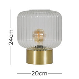 Valuelights Patterson Satin Gold Base Bedside Table Lamp With Clear Glass Textured Light Shade - thumbnail 5