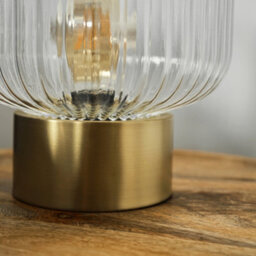 Valuelights Patterson Satin Gold Base Bedside Table Lamp With Clear Glass Textured Light Shade - thumbnail 4