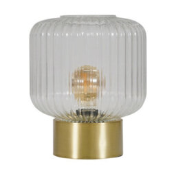 Valuelights Patterson Satin Gold Base Bedside Table Lamp With Clear Glass Textured Light Shade - thumbnail 1
