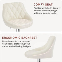 Modern Bar Stools Cream Adjustable Swivel Chair With Backrest Footrest - 4X Cream - thumbnail 6