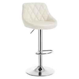 Modern Bar Stools Cream Adjustable Swivel Chair With Backrest Footrest - 4X Cream - thumbnail 4