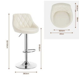 Modern Bar Stools Cream Adjustable Swivel Chair With Backrest Footrest - 4X Cream - thumbnail 3