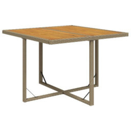 Walplus Garden Table Beige 109X107X74 Cm Poly Rattan&solid Wood Acacia - thumbnail 2