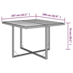 Walplus Garden Table Beige 109X107X74 Cm Poly Rattan&solid Wood Acacia - thumbnail 8