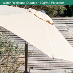 Gardenkraft 14630 2.7M Beige Outdoor Garden Parasol - thumbnail 9