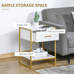 Wyld Haus Niva Set Of 2 White And Gold Modern Bedside Tables With Drawer And Shelf 45 X 40 X 60 Cm - thumbnail 5