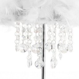 Happy Homewares Chandelier Style White Feather Table Lamp With Waterfall Drops - thumbnail 3