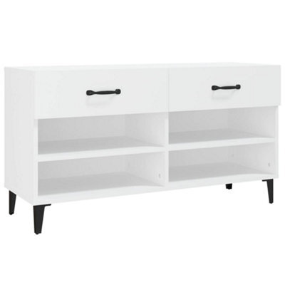 Berkfield Elegant Shoe Cabinet White 102X35X55 Cm Engineered Wood - image 1