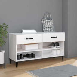 Berkfield Elegant Shoe Cabinet White 102X35X55 Cm Engineered Wood - thumbnail 2