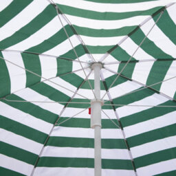 Samuel Alexander 1.8M Lightweight Portable Green & White Striped Garden Beach Parasol Umbrella - thumbnail 8