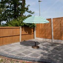 Samuel Alexander 1.8M Lightweight Portable Green & White Striped Garden Beach Parasol Umbrella - thumbnail 2