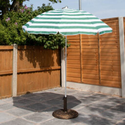 Samuel Alexander 1.8M Lightweight Portable Green & White Striped Garden Beach Parasol Umbrella