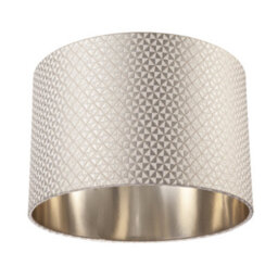Happy Homewares Modern Light Shimmer Taupe Drum Shade With Inner Champagne Gold Lining - thumbnail 5
