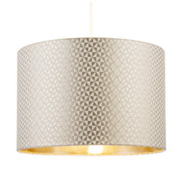 Happy Homewares Modern Light Shimmer Taupe Drum Shade With Inner Champagne Gold Lining - thumbnail 2