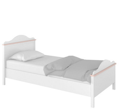 Arte Elegant Pink & White Matt Luna Single Bed Frame With Mattress - Compact 1040mm X 1000mm X 2090mm With Optional Storage Drawer - image 1