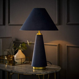 Valuelights Martha Denim Blue Conical Lamp Shade Velvet Full Fabric Table Lamp - thumbnail 2