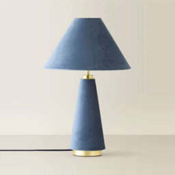 Valuelights Martha Denim Blue Conical Lamp Shade Velvet Full Fabric Table Lamp - thumbnail 3