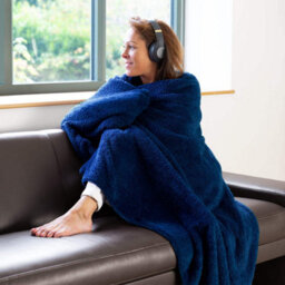 Snug Rug Blanket Luxury Sherpa Fleece Sofa Tv Throw Gift Blankets 127X178Cm - Navy - thumbnail 4