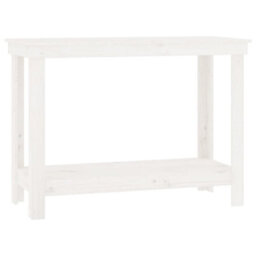 Berkfield Rustic Work Bench White 110X50X80 Cm Solid Wood Pine - thumbnail 1