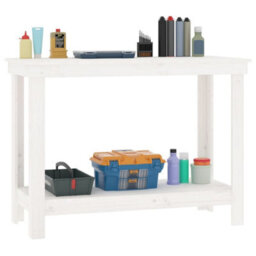 Berkfield Rustic Work Bench White 110X50X80 Cm Solid Wood Pine - thumbnail 4
