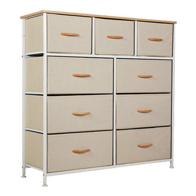 Light Yellow Tall Dresser For Bedroom With 9 Drawers, Storage Dresser Organizer Unit - image 1
