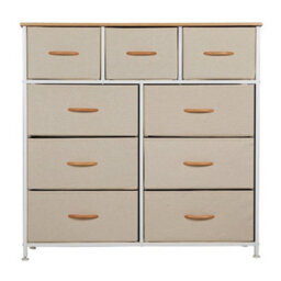 Light Yellow Tall Dresser For Bedroom With 9 Drawers, Storage Dresser Organizer Unit - thumbnail 3