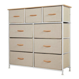 Light Yellow Tall Dresser For Bedroom With 9 Drawers, Storage Dresser Organizer Unit - thumbnail 4