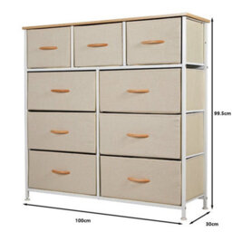 Light Yellow Tall Dresser For Bedroom With 9 Drawers, Storage Dresser Organizer Unit - thumbnail 2