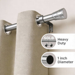 Oxford Homeware Satin Chrome Effect Extendable Curtain Pole With Metal Cylinder Finials, (L)1600mm-3000mm (Dia) 28mm - thumbnail 7