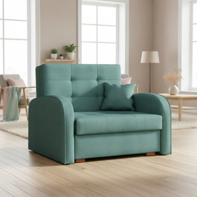 Viva Gold I Compact Single Sofa Bed With Storage And Modern Upholstered Design Mint - image 1