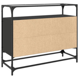 Berkfield Sideboard With Glass Top Black 98X35X81 Cm Engineered Wood - thumbnail 6