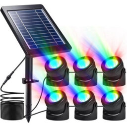 6 In 1 Colourful Led Solar Light Rgb Changing Submersible Lamp Underwater Garden Pool Pond Lights - thumbnail 4