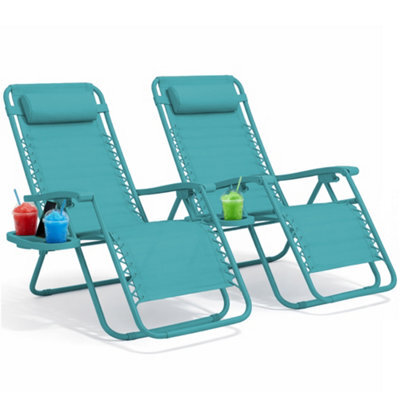Keplin Standard Model Of Gravity Chair 110X65X90Cm, 2Pk Adjustable Reclining Zero Gravity Lounger For Garden & Patio, Teal - image 1