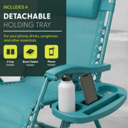 Keplin Standard Model Of Gravity Chair 110X65X90Cm, 2Pk Adjustable Reclining Zero Gravity Lounger For Garden & Patio, Teal - thumbnail 5
