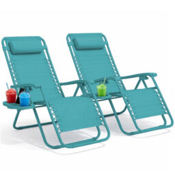 Keplin Standard Model Of Gravity Chair 110X65X90Cm, 2Pk Adjustable Reclining Zero Gravity Lounger For Garden & Patio, Teal - thumbnail 1