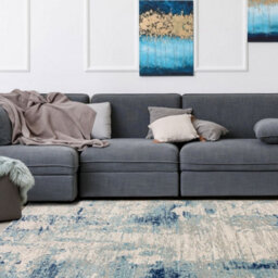 Blue Modern Abstract 9mm Thick Stain-Resistant Rug For Bedroom, & Dining Room, Easy To Clean Area Rug-200Cm X 290Cm - thumbnail 7