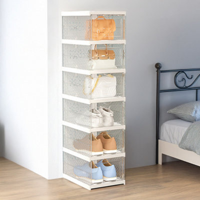 Thehotsale 6-Tier Foldable Angel White Shoes Box Plastic Shoes Box Assembly Required - image 1